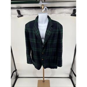 Vintage Southwick Blackwatch Wool Blazer Leather Elbow Patch 40R USA Made
